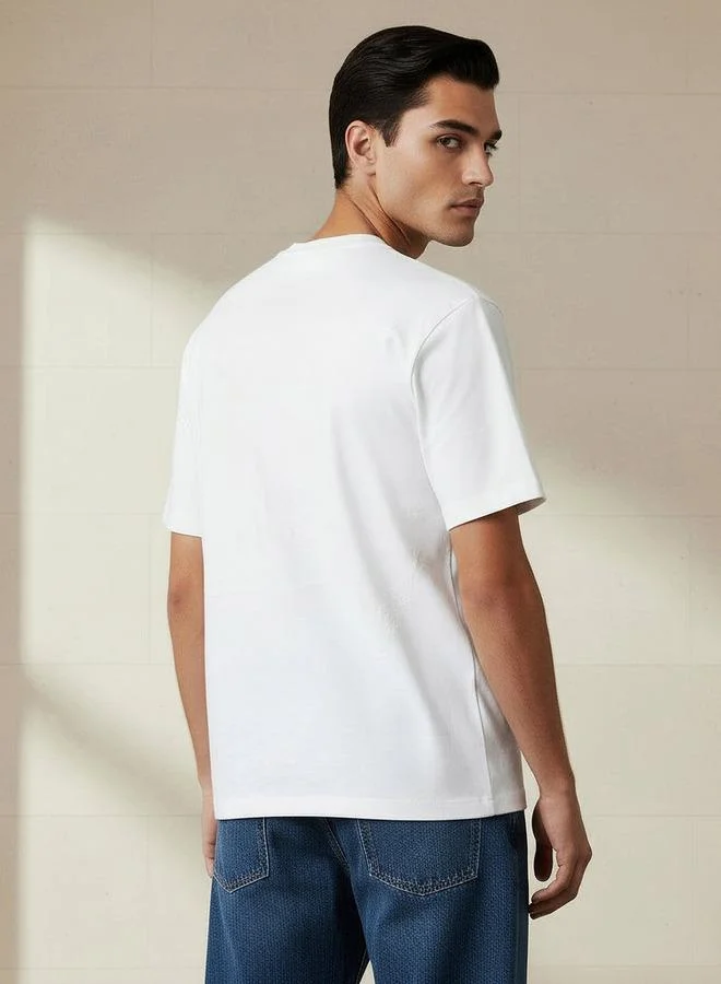 Lee Cooper  Lee Cooper Men Regular Fit Crew Neck Short Sleeves Jacquard T-shirt for Men | Best Price UAE